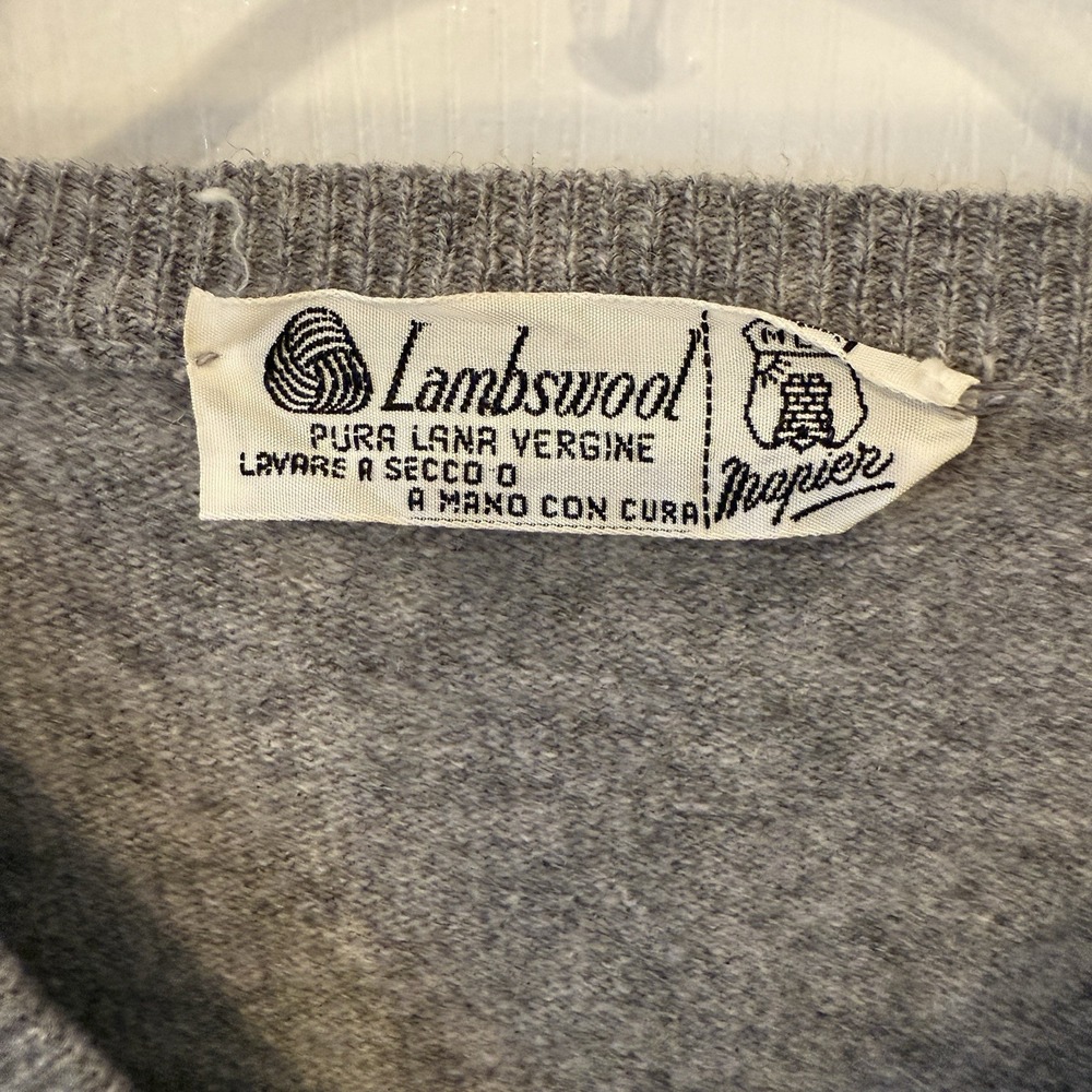 Mapier 100% Wool Sweater Gray Size Large Made In Italy‎ Long Sleeve V-Neck - Picture 3 of 5